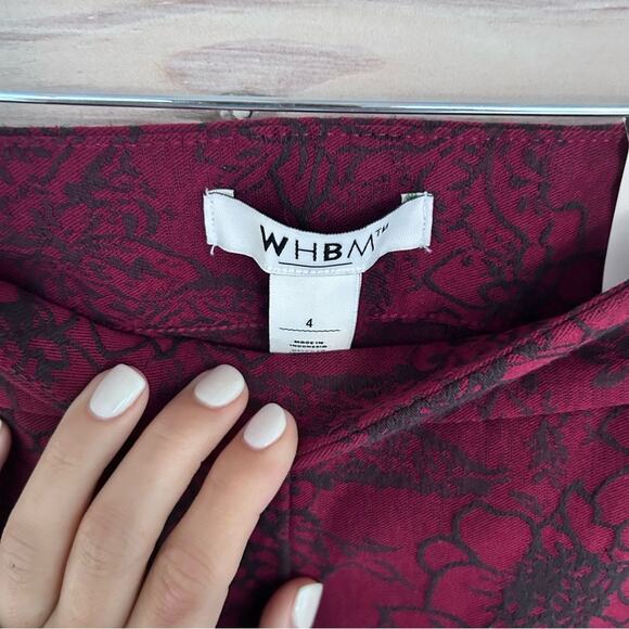 NWT White House Black Market Maroon & Black Jacquard Floral Pants size 4 - Picture 5 of 9